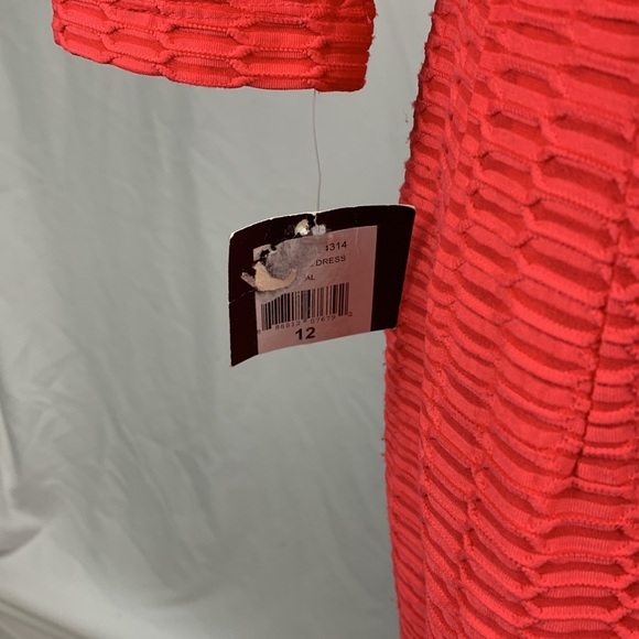NWT Nanette Lepore Vibrant Coral 3/4 Sleeve Boat Neck Sheath Dress - Picture 7 of 11